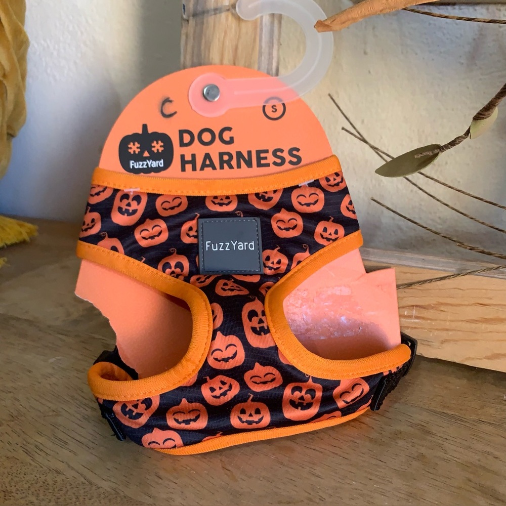 Halloween pumpkin dog harness small